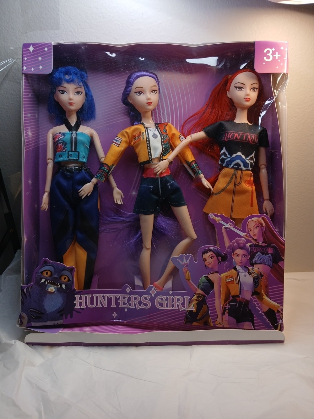 3-Piece Fashion Doll Set - Purple, Orange & Blue